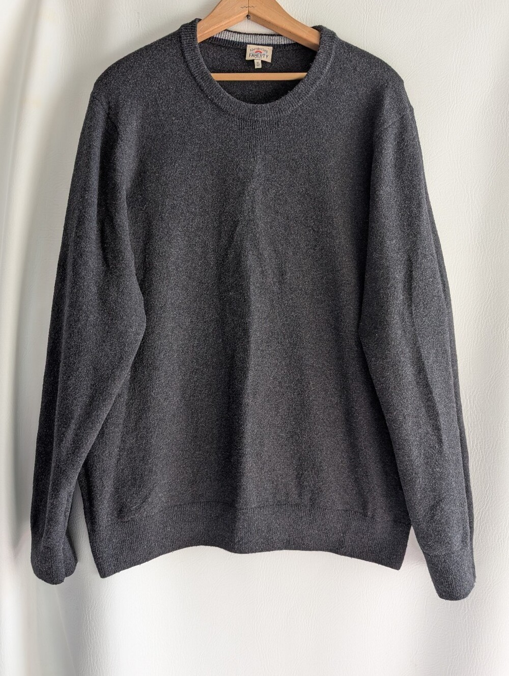 Faherty Cotton Blend Charcoal Crewneck Pullover Sweater - XL